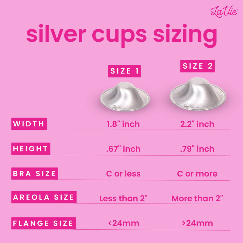 LaVie Silver Nursing Cups, Soothing Protection for Nursing Nipples of Newborns, Calming Relief for Breastfeeding Moms, 925 Silver Nipple Covers All Natural (Size 1) 925 Regular Size