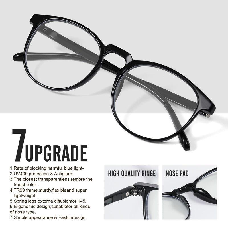 2 Pack Blue Light Glasses For Woman/Men Blue Light Blocking Glasses, Retro Round Anti Eyestrain Computer Glasses L31blacktou clear - BeesActive Australia