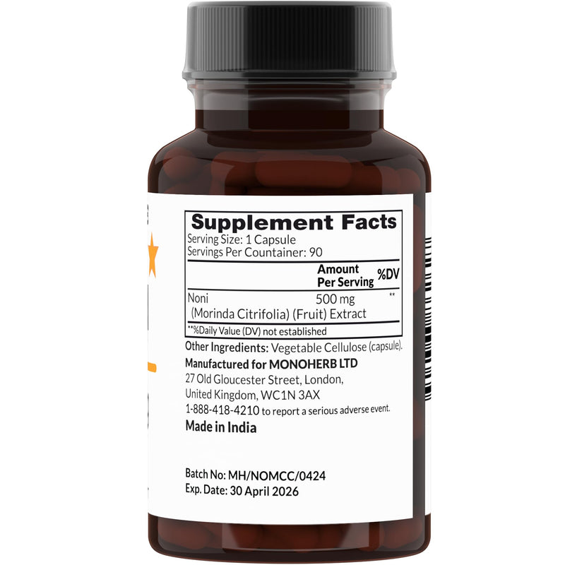 NONI Extract 500 mg - 90 Veg Capsules - Morinda Citrifolia - 90 Servings