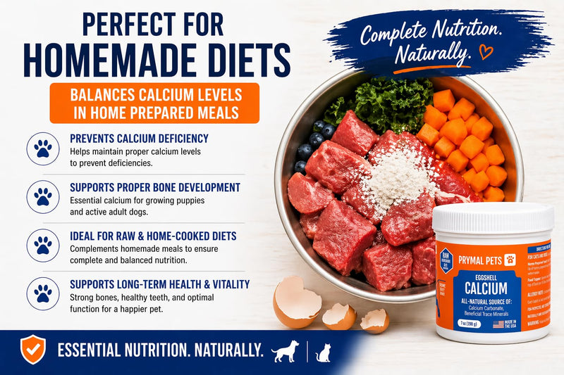 Eggshell Calcium for Pets - 7 oz. Natural, Ultra-Pure Egg Shell Mineral Powder Supplement for Cats and Dogs - High Absorption, Helps Support Bone, Joint, Teeth, Heart, Immune Health Regular ESC 7oz