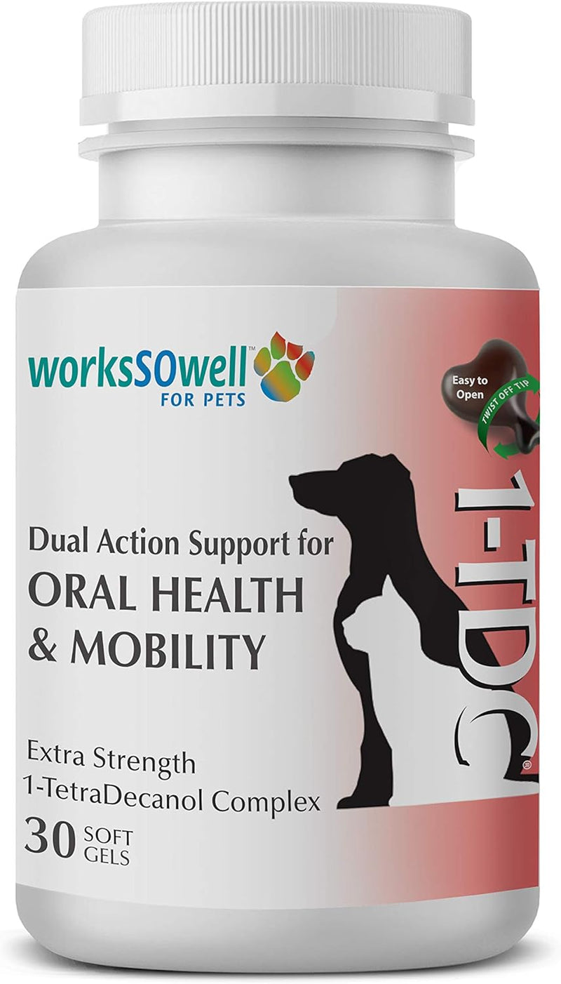 1TDC Dual Action Natural Support Periodontal & Joint Health – Twist Off SoftGels for Dogs & Cats (4- in - 1 Wellness) Supports Oral, Hip & Joint Health, Muscle & Stamina Recovery, Skin & Coat Health 30 SoftGels - BeesActive Australia
