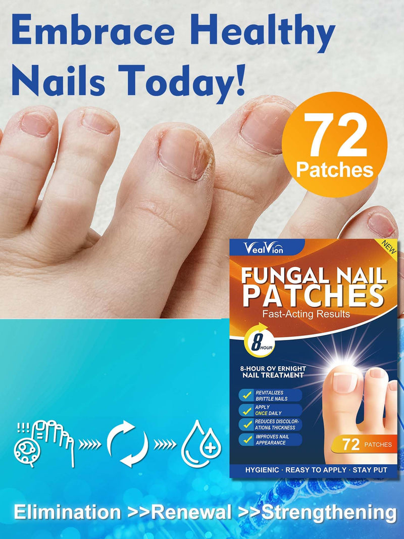 Toenail Fungus Treatment Extra Strength - 72 Pcs Fungal Nail Patches, Nail Repair for Damaged Nails, Overnight Renewal for Men and Women