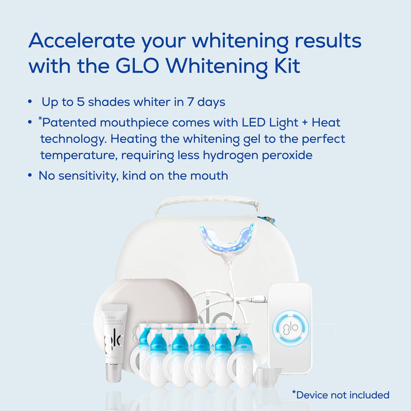 GLO Vial Teeth Whitening Gel Treatment Kit — Fast & Pain-Free Results, Designed for Sensitive Teeth — Mint Flavor, Great Alternative to Strips & Trays — 10 Pack plus Lip Care 10 Pack Vials - BeesActive Australia