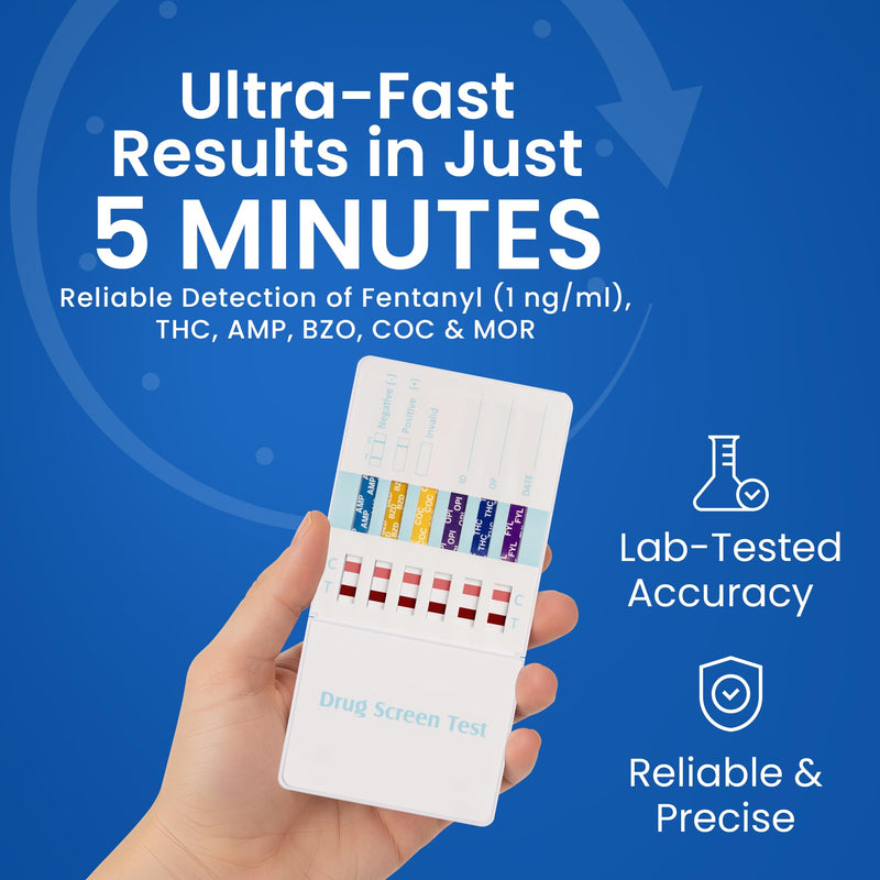 6 Panel Federal Multi-Drug Urine Test Kit, Federal 5 Urine Drug Test with Fentanyl (1 ng/mL), Cocaine, Amphetamines, Opiates, PCP & THC Tests for Home Use, Fast Results Multi-Panel Dip Tests at Home - BeesActive Australia