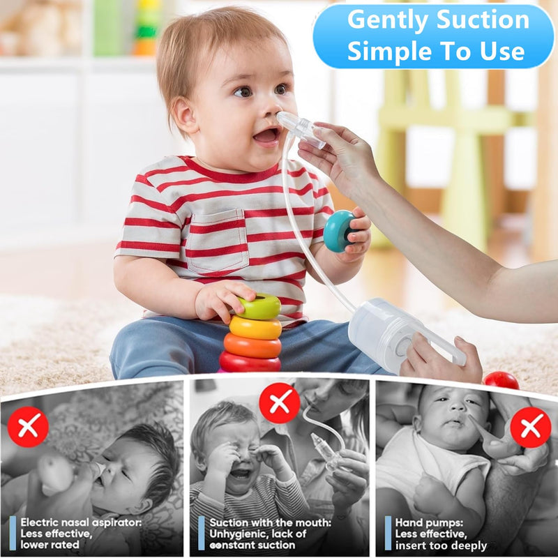 Nasal Aspirator for Baby, Baby Nose Sucker, Booger Sucker with Hand Pump and Non-Invasive Tip to Clear Clogged Passages and Boogers (Translucent White, Standard) Translucent - BeesActive Australia