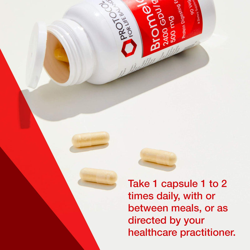 Protocol Bromelain - 500mg Capsules - Protein Digestive Enzyme - Supports Healthy Digestion* - Digestion Supplement - Vegan & Kosher - 90 Veg Capsules - BeesActive Australia