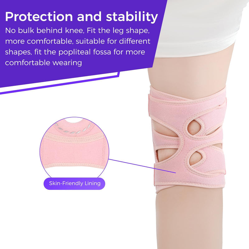 Knee Support Brace for Women Men, Adjustable Knee Compression Sleeve Brace Patellar Pad Tendon - Arthritis Pain, Meniscus Tear, Injury Recovery, Running, Workout, Neoprene Knee Braces with Stabilizers and Open Patella, Pink One Size - BeesActive Australia