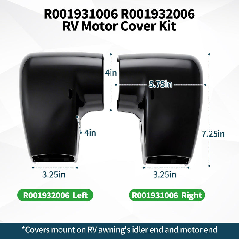 2 Pack RV Awning Motor & Idler Cover Kit R001931006 R001932006 Compatible with Carefree of Colorado Altitude/Compass TAJVAP 46JVAP, R001931-006 R001932-006 Awning End Cover Include L & R Side - Black