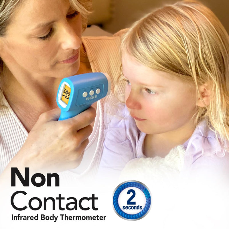 Vicks Non-Contact Infrared Thermometer for Forehead, Food and Bath – Fast, Reliable, and Clinically Proven Accuracy for Adults, Babies, Toddlers and Kids 1 Count (Pack of 1)