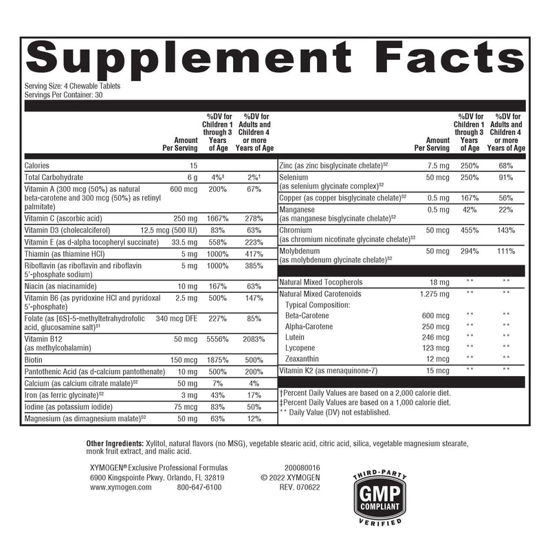 XYMOGEN ActivNutrients Chewable, Mixed-Berry Flavor, 120 Count | Children's Multivitamin for Wellness Support, Antioxidant and Micronutrition, Non-GMO and Gluten-Free 120 Count (Pack of 1)