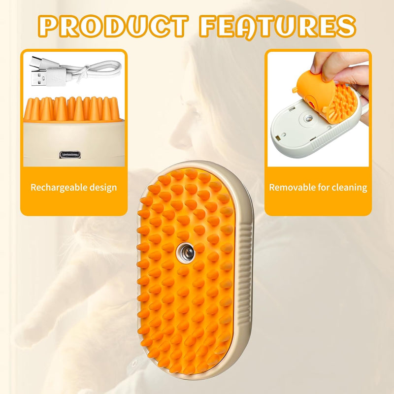 Spritz Defur Comb for Cats, New 3-in-1 Cat Steam Brush for Massaging and Cleaning Shedding Pets, Comb for Long and Short Hair Cats and Dogs Grooming Tool (Coffee) Coffee - BeesActive Australia
