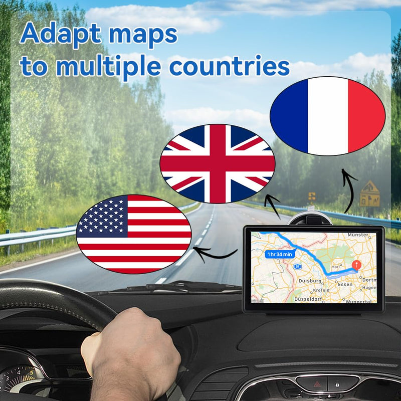 JFX GPS Navigator for Car Truck RV, 7" Touchscreen GPS Navigation System for Car with 2026 Map, Voice Turn-by-Turn Guidance, Speed & Red Light Warning, Custom Truck Routing, Free Lifetime Updates - BeesActive Australia