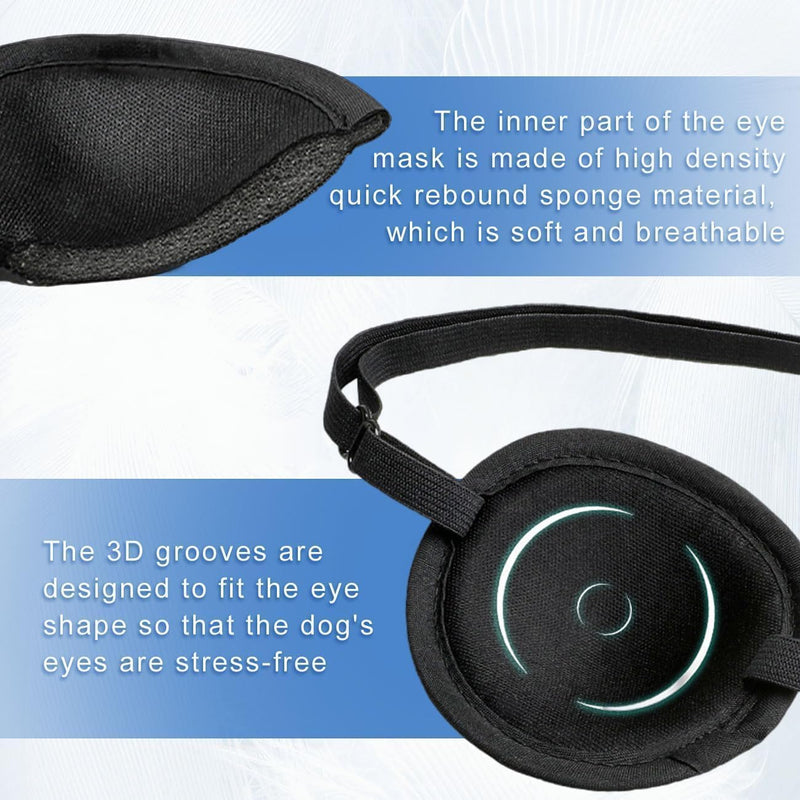 Dog Eye Patch Dog Single Eyepatch Adjustable Soft Eyepatch Dogs Eye Covering for Small Medium Large Dogs Cats Eye Injuries - After Surgery Wounds (One) One