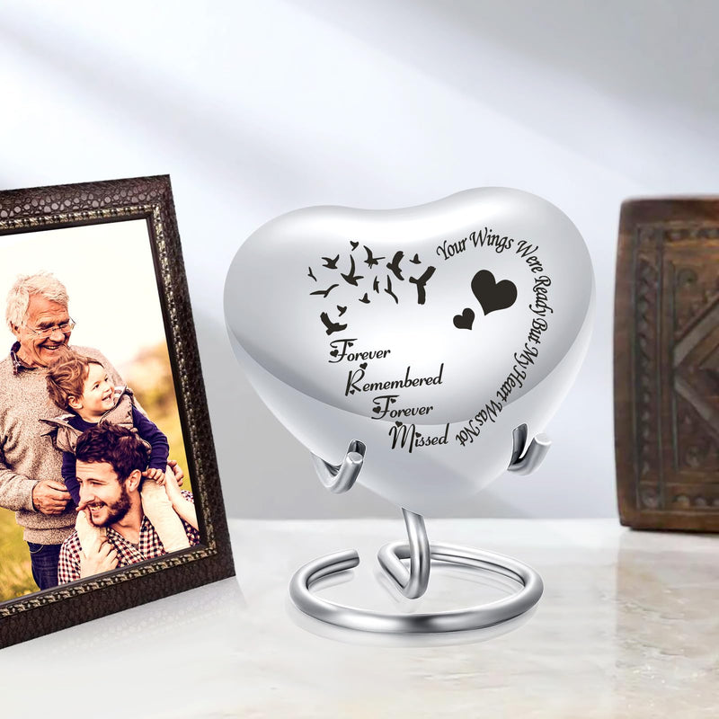 AIWENXI Pet Urn Memorial Container Jar Pot Urn Memorials Keepsake Pet Dog Cat Urn Mini Urn Memorial Urn for Cremation Ashes (Bird Silver) Bird Silver - BeesActive Australia