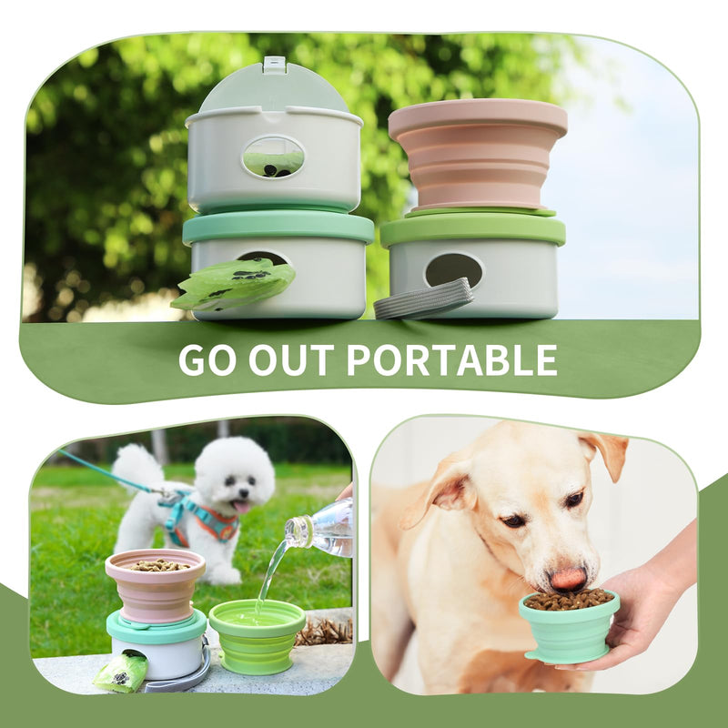 3 in 1 Multifunction Collapsible Travel Dog Bowls Portable Dog Cat Fod & Water Bowl Puppy Essentials Pet Camping Supplies Complimentary Pet Feces Cleaning Bag (Purple) Purple - BeesActive Australia