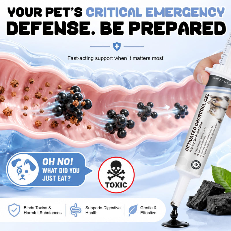 Activated Charcoal Gel for Dogs, Dogs Activated Charcoal 30ml, High-Absorption,Reduce Digestive Odors,Suitable for All Dogs