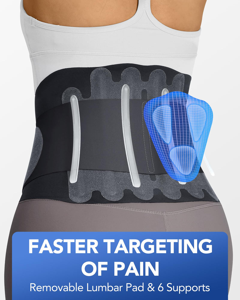 0.5mm Ultra Thin Back Brace with 3D Lumbar Pad, Seamless Yoga Fabric, Lightweight Back Brace for Women Men, Lower Back Pain, Sciatica, Posture, Back Support for Wearing Under Clothes, FSA Eligible L Black - BeesActive Australia