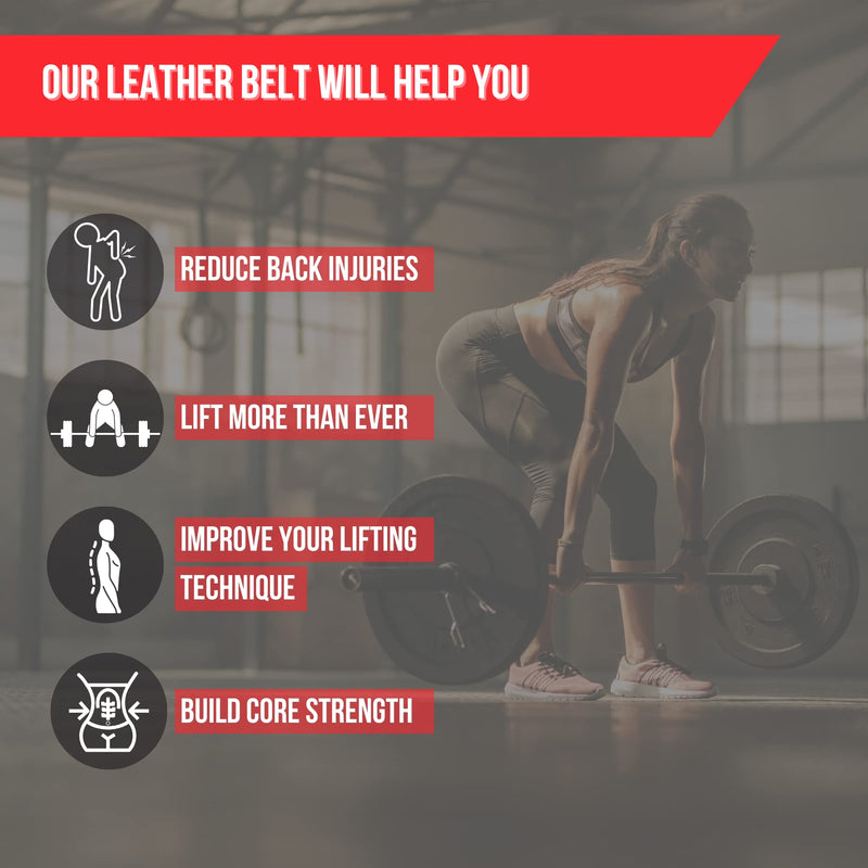 Lift Tech Fitness 4'' Weight Lifting Belt - Leather Workout Belt for Men & Women - Gym Belt for Deadlift, Squat, Powerlifting, Weights, Strength training - 4''PRO Leather Belt for Weightlifting L Black - BeesActive Australia