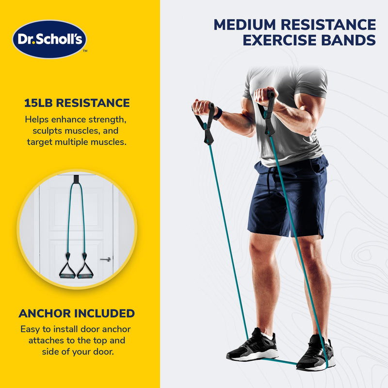 Dr. Scholl's Resistance Band W/Door Anchor (Light Resistance 10lb) - Balance, Stability, Joint Rehabilitation, Muscle Pain, Injuries, Arthritis 15lb - BeesActive Australia