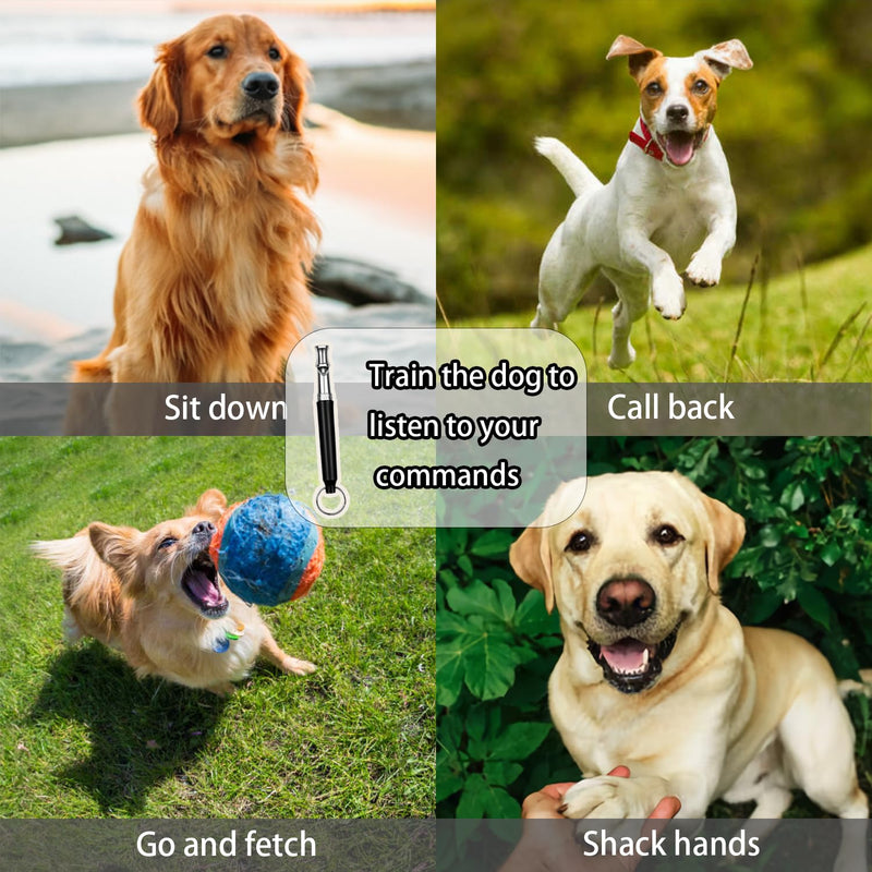 Dog Whistle，2 Pcs Dog Ttraining Whistles，Professional Recall Dog Training Whistles，Dog Whistle to Stop Barking Neighbors Dog，Adjustable Silent Dog Whistle，Black and White，with Lanyard - BeesActive Australia