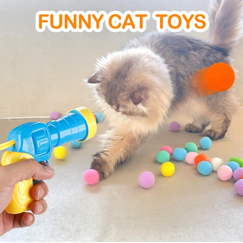 31Pcs Cat Ball Toy Launcher Gun, Cat Balls Fetch Toy, 30Pcs Plush Fuzzy Balls Launcher Cat Toy for Cats with 1 Gun, Funny Interactive Cat Toys for Bored Indoor Adult Cats, Cute Kitten Kitty Toys - BeesActive Australia