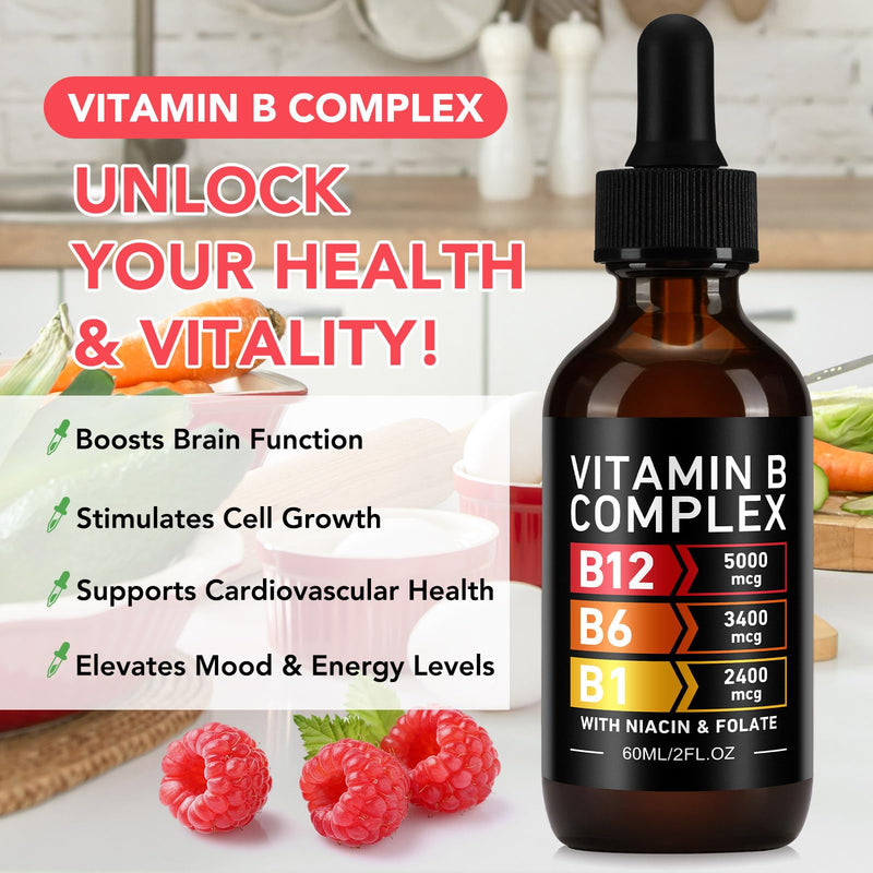 Frovetani Organic Vitamin B Complex,Vitamin b Complex for Women, Vitamin B Complex Liquid, Vitamin B12 Methylcobalamin,Vitamin b6,B1,B9 for Metabolic Health Support, Vegan, Non-GMO, Gluten Free
