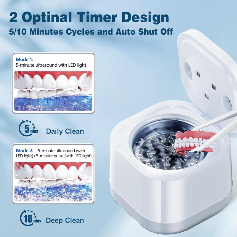 Ultrasonic U-V Retainer Cleaner Machine, 45kHz Ultrasonic Cleaner for Dentures, Retainer, Mouth Guard, Aligner, Toothbrush Head, 200ML Ultrasonic Cleaning Machine for All Dental Appliances - BeesActive Australia
