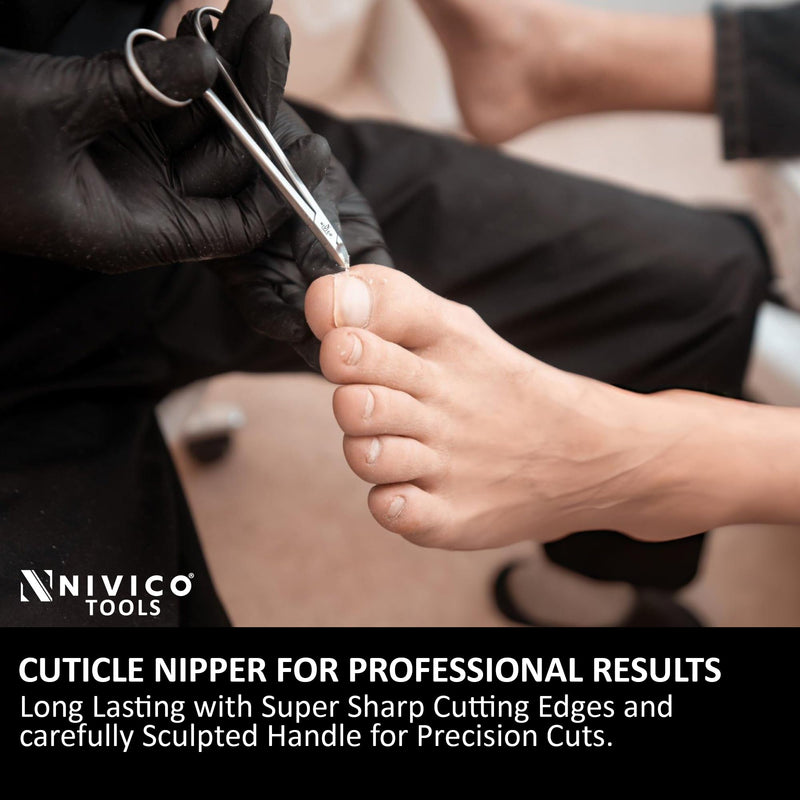 NIVICO Cuticle Nipper with Rings, 10cm, 5mm Tip, Cuticle Trimmer - Satin Finish Podiatry Cuticle Nippers for Manicure & Pedicure Professional Cuticle Remover Tool
