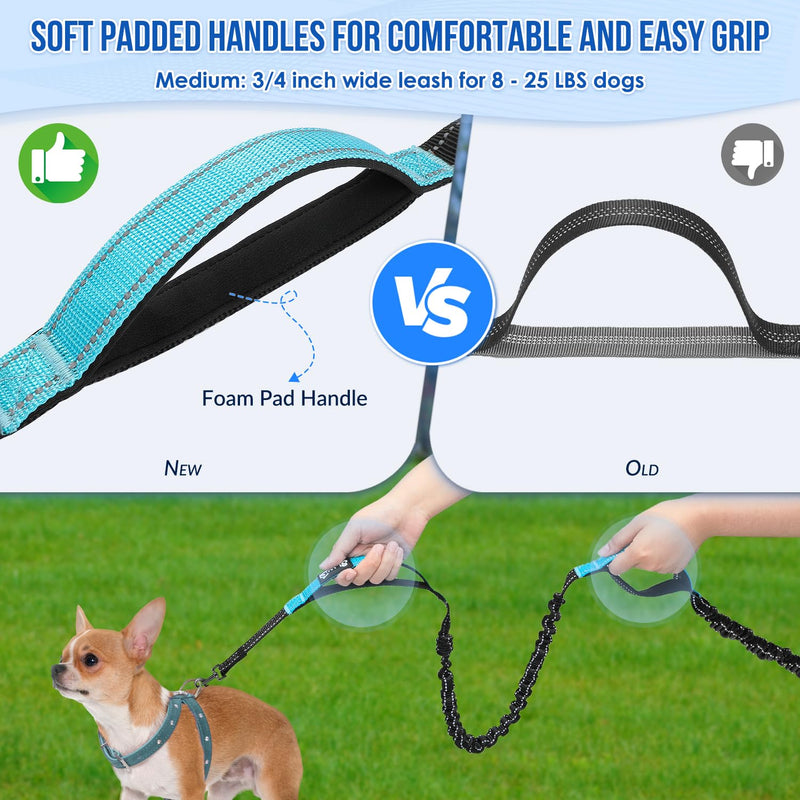 SlowTon Hands Free Dog Leash - with Removable Zipper Pouch, Shock Absorbing Bungee Leash, Dual Handle & Reflective Stitches, Wide Padded Adjustable Waist Leash for Dogs Walking Running (M, for 1 Dog) Medium for 8 - 25 lbs - BeesActive Australia