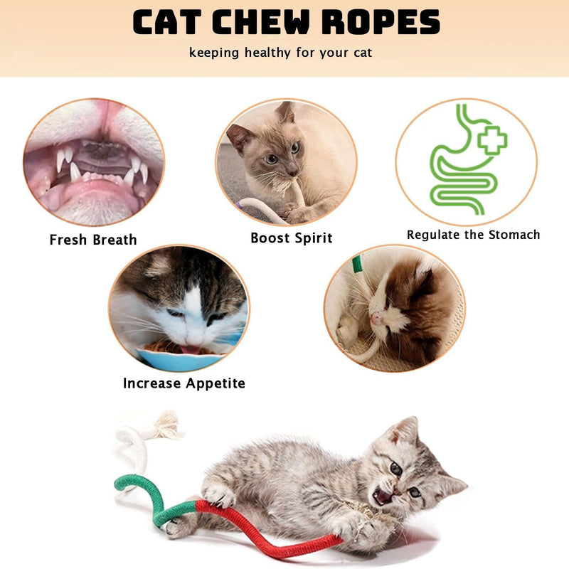 6-Pack Rope Cat Chew Toys - Interactive 27.6" Kicker Toys for Indoor Cats, Bite-Resistant, Cotton Toys for Bored Cats & Kittens of All Breeds. - BeesActive Australia