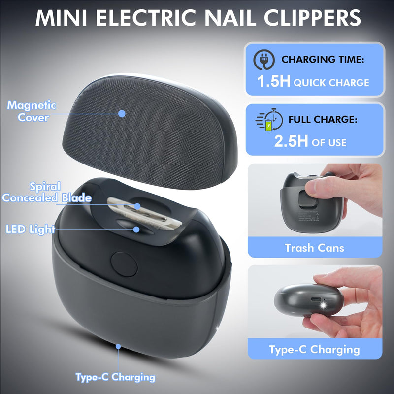 Automatic Nail Clipper, 2-Speeds Electric Baby Nail Clippers with Light, Rechargeable Nail Clippers with Catcher, Electric Nail File for Baby, Kids, Seniors, Caregivers - BeesActive Australia