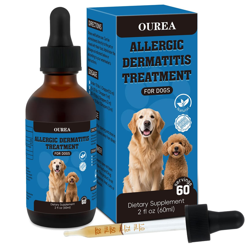 Dog Dermatitis Treatment for Allergies, Natural Itch Relief Drop & Hot Spot Support for Itchy, Red, Irritated Skin, Herbal Formula for Dog Allergy Relief, Dermatitis Treatment, Dog Itching Skin Relief