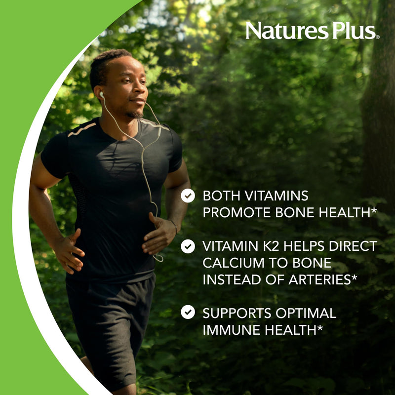 NaturesPlus Source of Life Garden Vitamin D3 & K2 - 60 Capsules - Immune System and Bone Support - USDA Certified Organic, Vegan, Gluten Free - 60 Servings