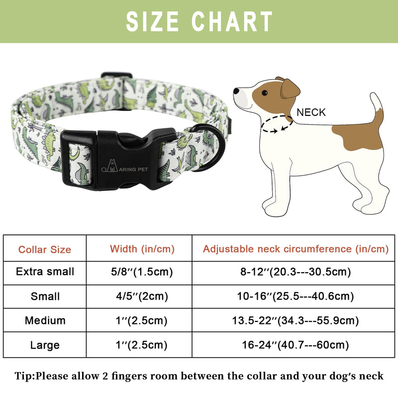 ARING PET Dinosaur Dog Collar-Cute Dog Collar for Small Dogs, Adjustable Comfortable Cotton Boy Dog Collars for Small Medium Large Dogs, Large - BeesActive Australia