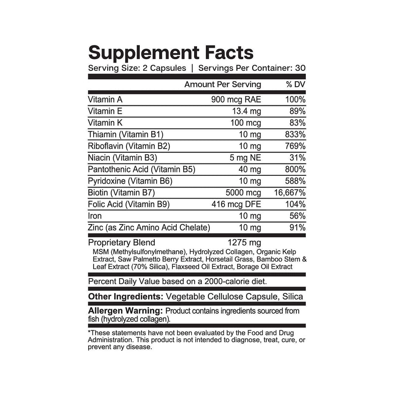 Essential Elements® Hair Hero™ - Hair Vitamins for Men - Broad-Spectrum Support with 5000 mcg Biotin - 60 Count - 30 Servings (2-Pack) 60 Count (Pack of 2)