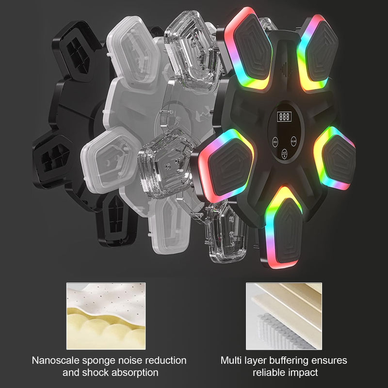 Music Punching Machine with Boxing Gloves, Music Punching Machine for Adults and Kid, Wall Mounted Colorful LED Boxing Music Workout Machine for Home and Gym, 17 Inch - BeesActive Australia