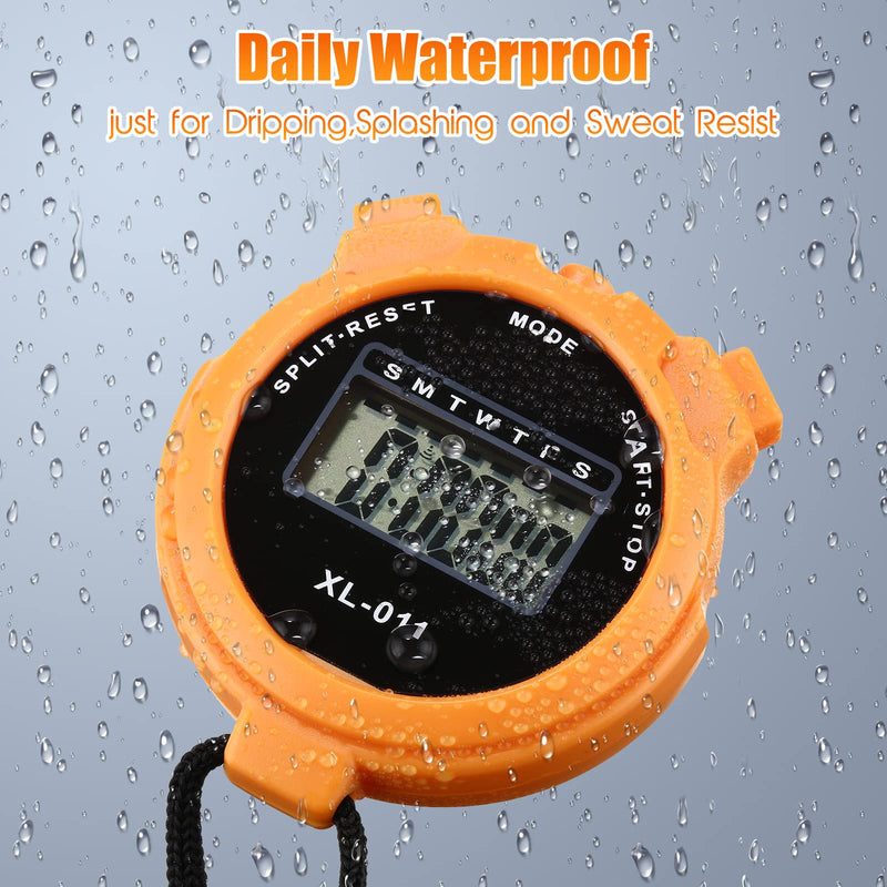 TOODOO 12 Pack Multi Function Digital Stopwatch Timer Bulk Sports Stopwatch with Lanyard Plastic Display Waterproof Date Time Alarm Timer for Coaches Fitness Referees Black Blue Red Orange - BeesActive Australia