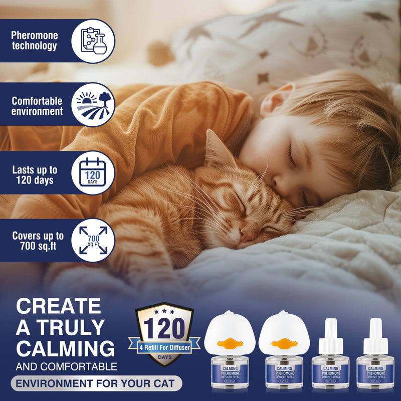 Pheromones Cat Calming Socket 6 in 1 for Cat Calming Diffuser Calming Diffuser Set Cat Anti Stress Fragrance Plug Tasteless (2 Plugs + 4 Refill Packs of 48 ml) - BeesActive Australia