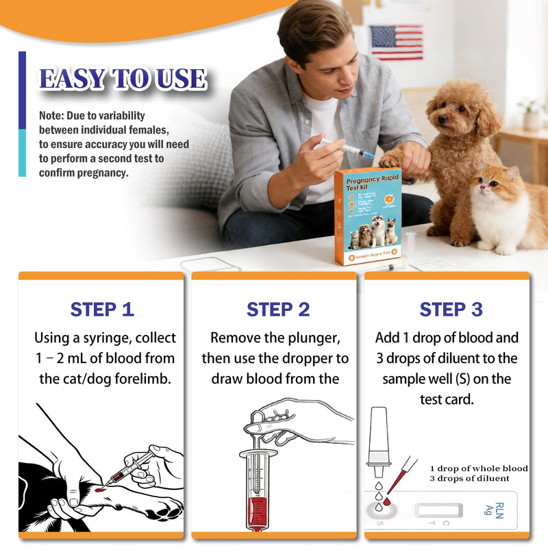 2-Pack Dog & Cat Pregnancy Test Kit, Blood-Based Early Detection for Home & Veterinary Use, Reliable Pet Reproduction Monitoring Tool 2 Pack