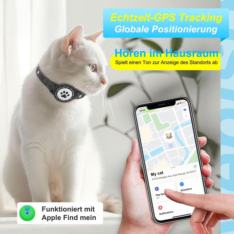 JIARUI Cat Tracker (1 Pack) GPS Tracker for Cats No Monthly Fee Works with Apple Find My (iOS only) GPS Tracking Device with Breakaway Collar for Cats 1 Pack - BeesActive Australia