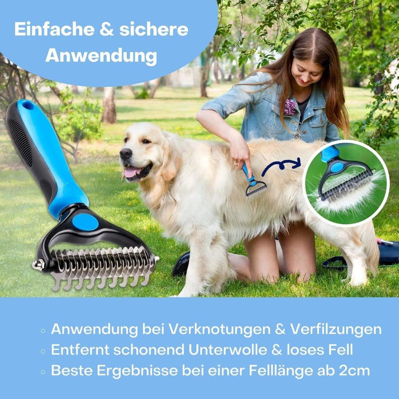 Tiertastisch dog brush & cat brush for medium & long hair, undercoat comb for removing undercoat and tangles, top hair protection and massage effect, fur hair brush for depilation - BeesActive Australia