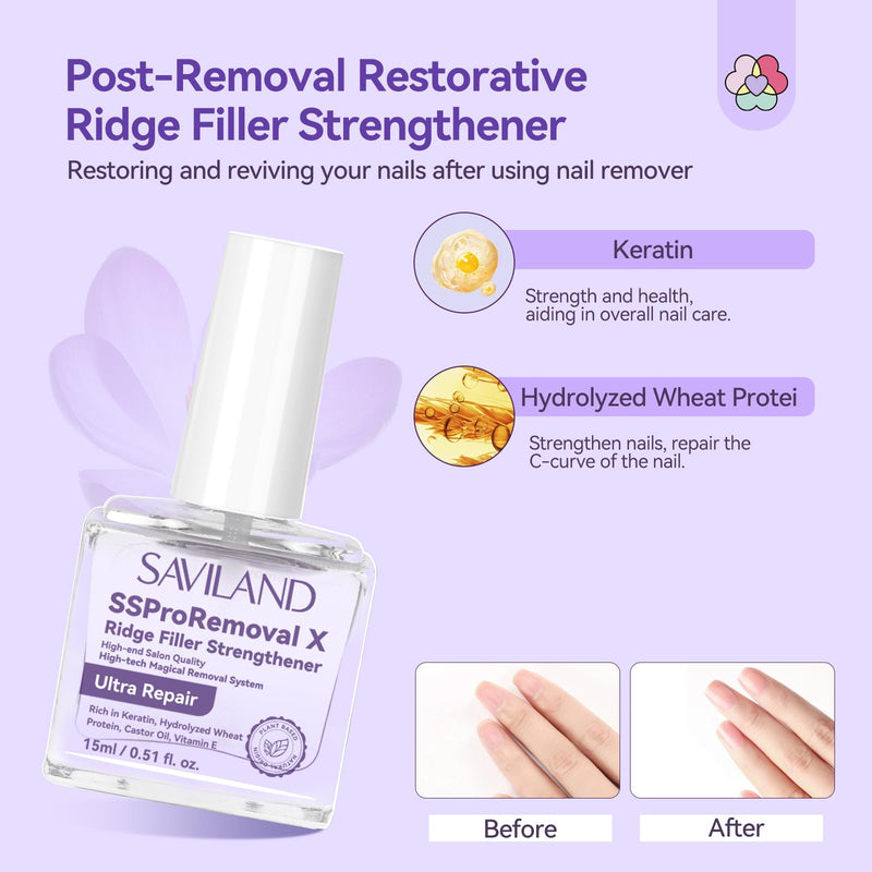 SAVILAND Gel Polish Remover Kit: Nail Strengthener and Liquid Latex For Nails, 15 ML Nail Polish Remover with Nail Tools Nail Polish Strengthener and Growth for Thin Nails Manicure Nail Care Kit - BeesActive Australia