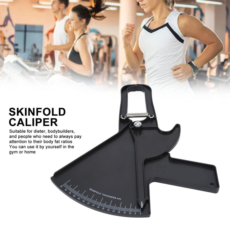 Body Fat Caliper, Professional Double Spring Skinfold Calipers and Body Fat Tape Measure Tool for Accurately Measuring BMI Skin Fold Fitness(Black) Black - BeesActive Australia