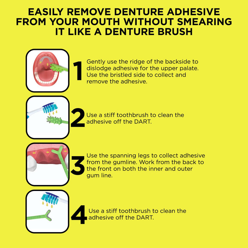 V3 Hard Plastic Denture Brush - Denture Gel Adhesive Remover - Remove Denture Gel Adhesive & Glue from Mouth & Gums, Oral Hygiene Product, Scraper w/Textured Grip and Rigid Bristles Red - BeesActive Australia