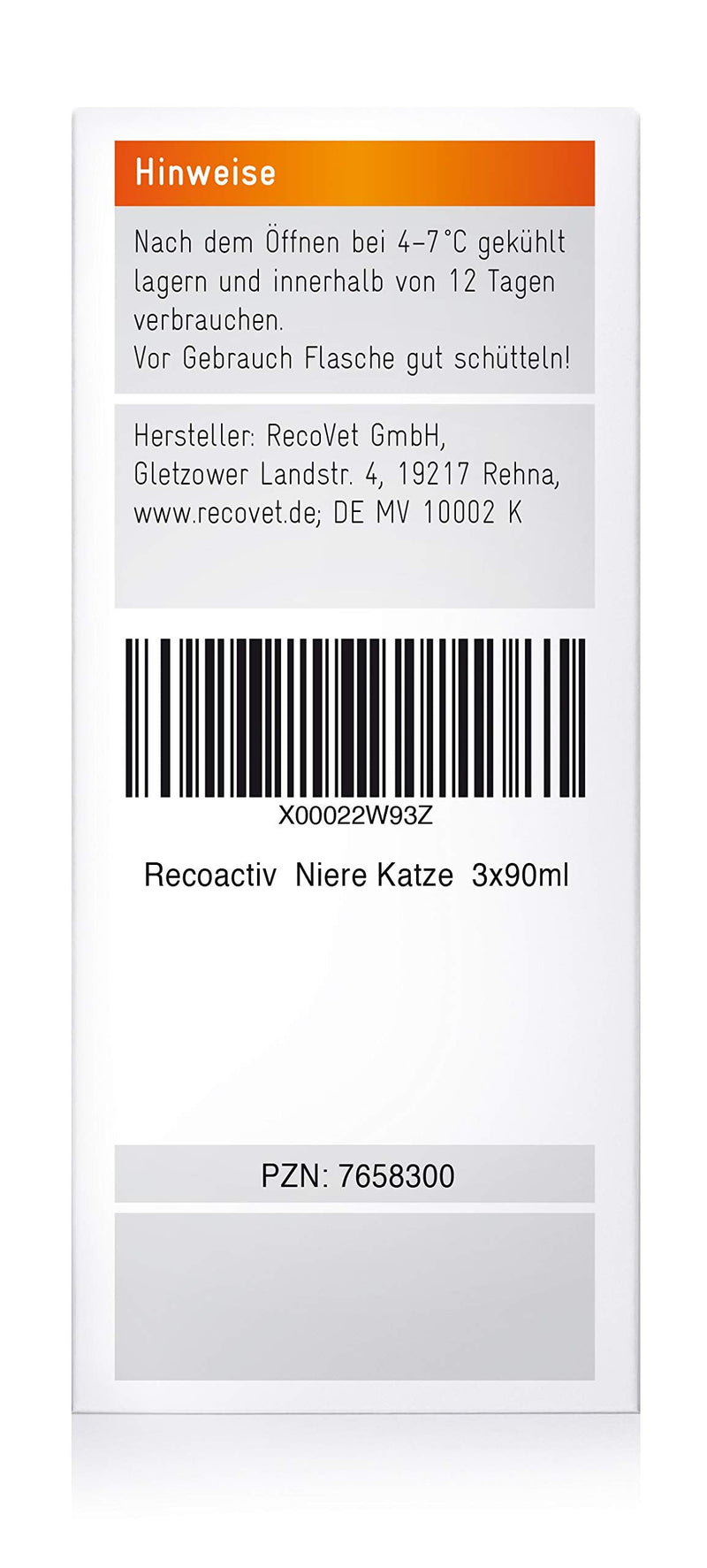 RECOACTIV Kidney Tonic for cats, 3 x 90 ml, dietary food supplement for recovery from early signs of renal dysfunction in cats, and for prevention (Pack of 2) 3 x 90 ml (Pack of 2)