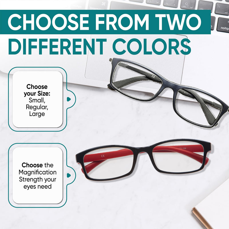 PROSPEK Blue Light Reading Glasses for Men and Women, Computer Reading Glasses 2.00 with Blue Light Protection and Clear Lens, Anti Eyestrain Glasses Red and Black 2.0 Diopters - BeesActive Australia