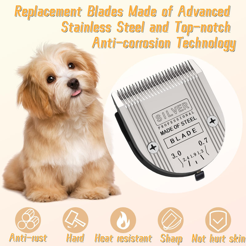 Professional Animal 5-in-1 Adjustable Blade Compatible with WAHL Arco, Bravura, Chromado, Creativa, Figura, and Motion Pet, Dog, and Horse Clippers, Replacement for WAHL-Fine (2179-301). Silver-3Pcs 3 Pack - BeesActive Australia