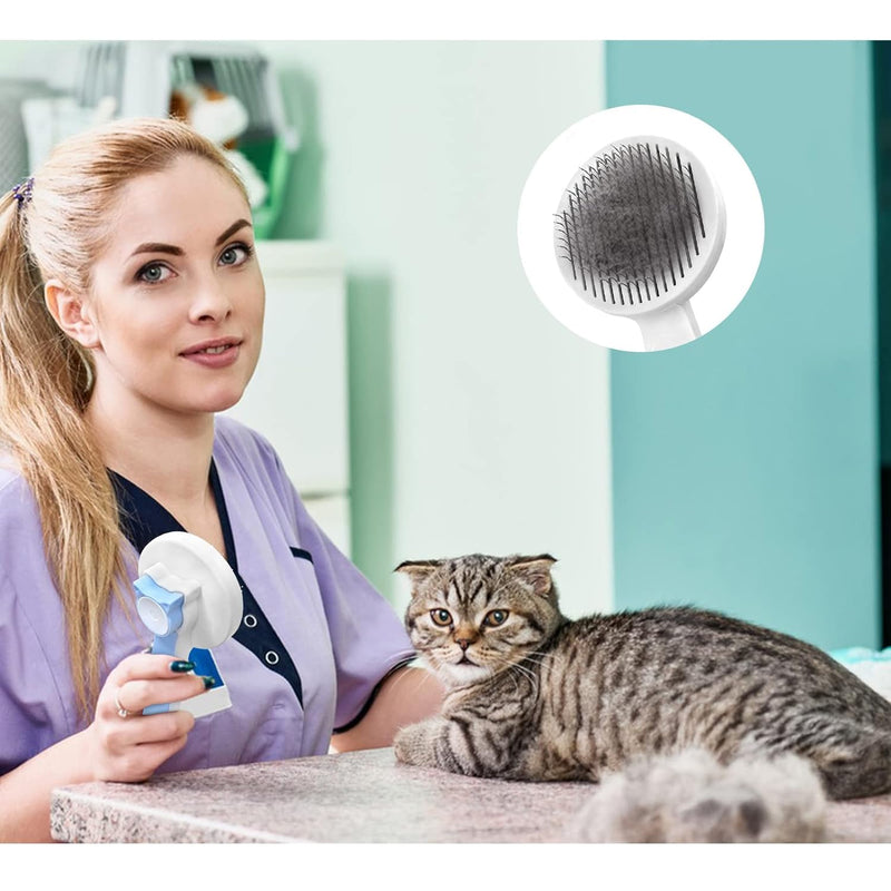 Versatile Pet Grooming Brush - Gently Removes Loose Undercoat, Suitable for Cats and Dogs, Ideal for Massage (Gray) Gray