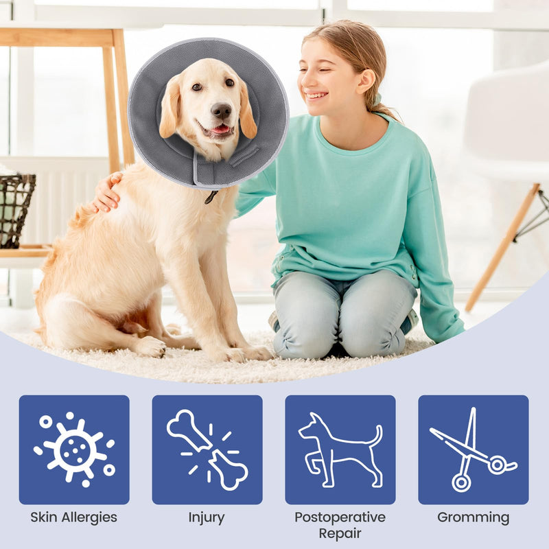 HAPPY HACHI Dog Neck Collar, Breathable Comfy Cone Dog, Adjustable Recovery Collar for Dogs, Prevention of Bite and Lick Wounds, Soft Protective Collar for Dogs After Operations (XL) XL - BeesActive Australia