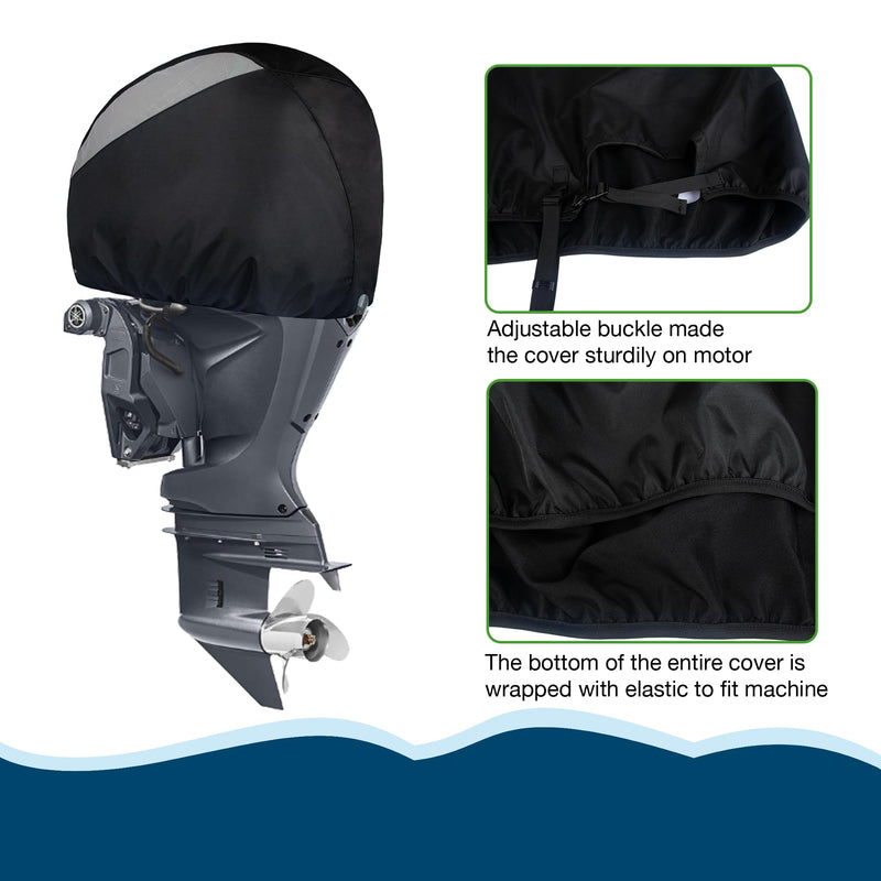 Outboard Motor Cover for Yamaha in Line Four F150/F165/F175/F185/F200, Outboard Engine Cover 600D Oxford Marine Fabric, Heavy-Duty Boat Engine Cover Waterproof Fade-Resistant Hood Cowling Cover